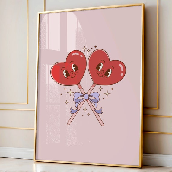 Retro Wall Art Trendy Pink Bows Home Decor Preppy Poster College Apartment Girly Candy