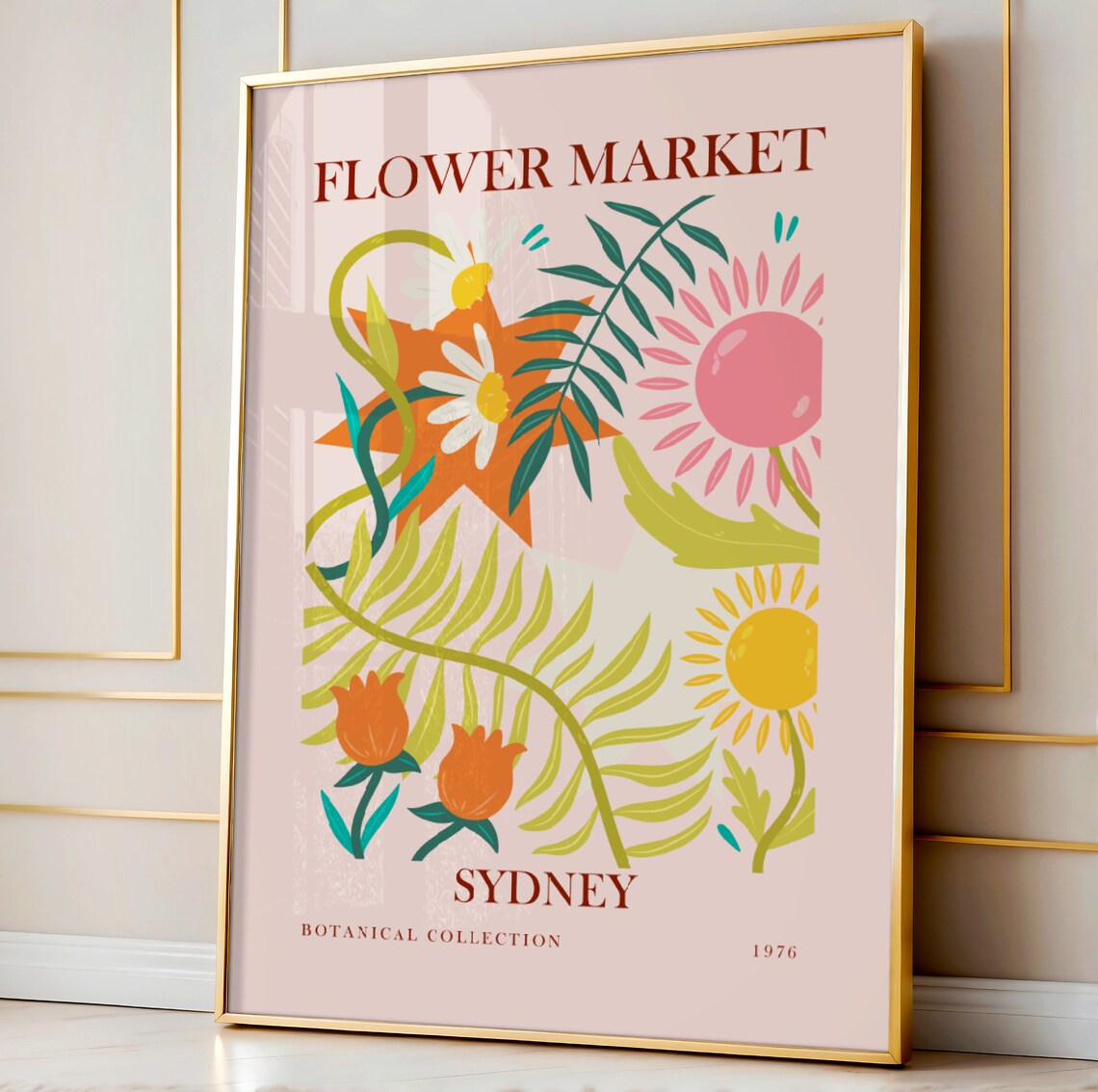 Sydney Flower Market 1976 Botanical Collection Retro Floral Poster