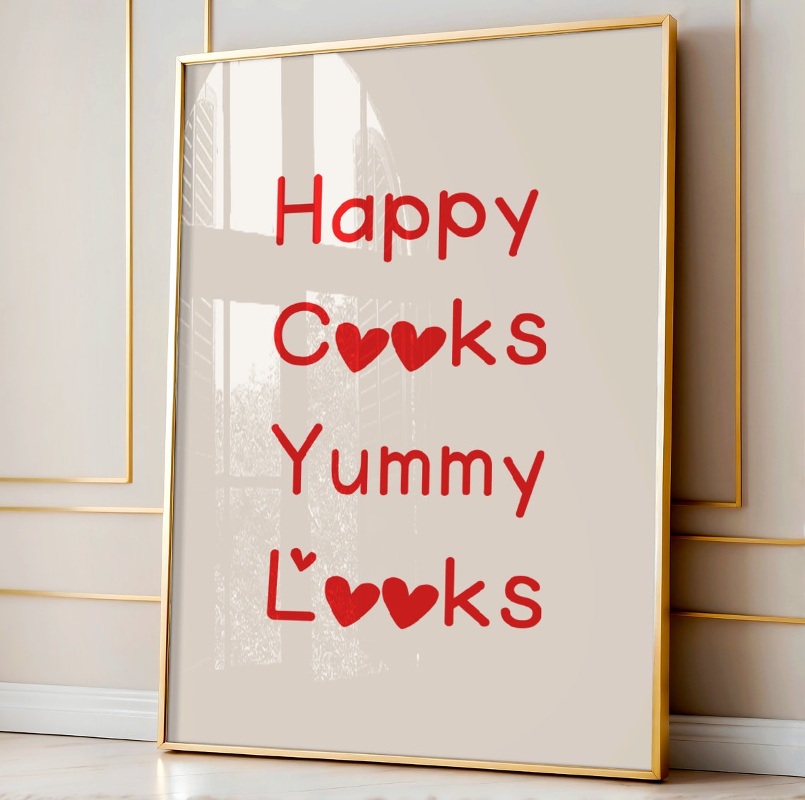 Kitchen Decor Gift Wall Art Chef Poster Minimalist Heart Print