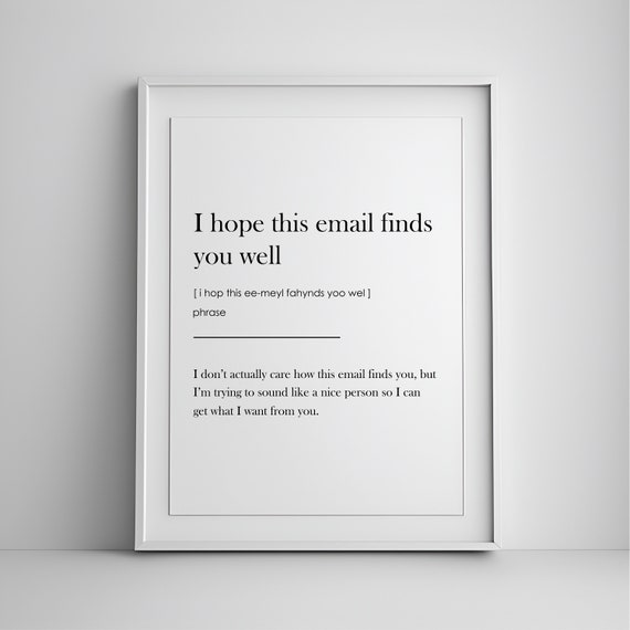 Home Office Wall Art Definition Print Funny Decor