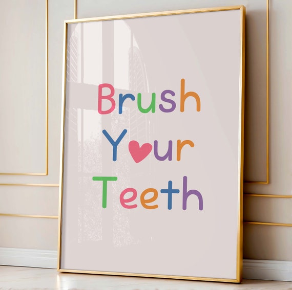 Brush Your Teeth Bathroom Prints Nursery Print Art For Kids Wall Decor