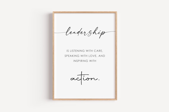 Leadership Is Listening With Care Script Quote Office Decor Poster