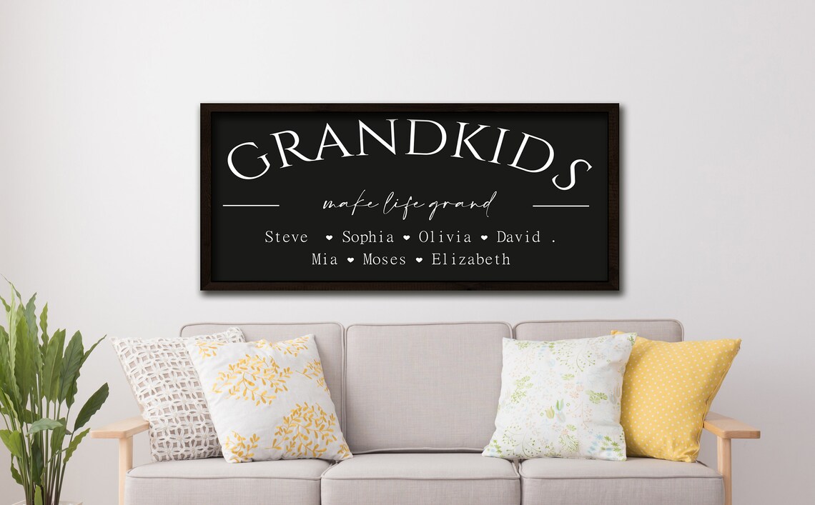 Grandkids Make Life Grand Custom Names Black Gift For Grandma Poster - Image 2