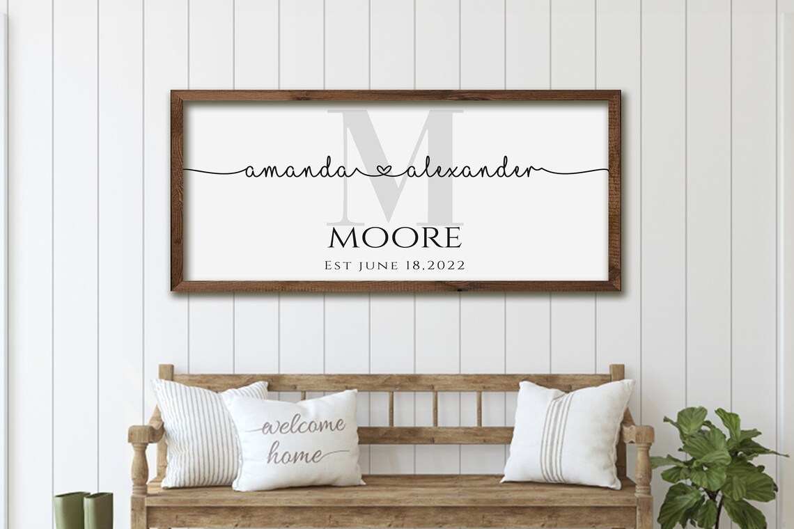 Custom Mr Mrs Sign With Last Name, Wall Art Print