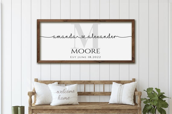 Custom Mr Mrs Sign With Last Name, Wall Art Print