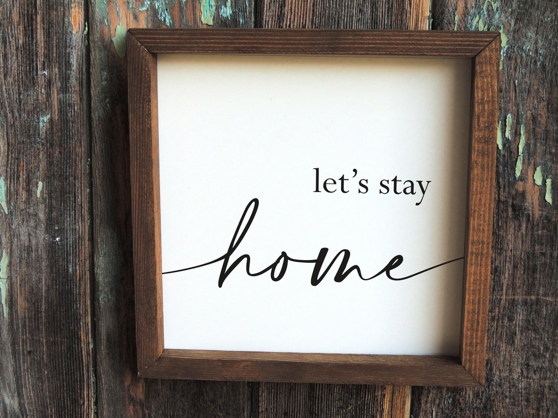 Lets Stay Home Wood Sign Lets Stay Home Sign Living Room Wall Decor Farmhouse Living Room Farmhouse Wall Decor Sign Above Couch - Image 3