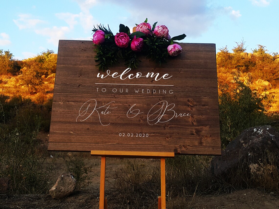 Welcome to Our Wedding Custom Calligraphy Wooden Sign Poster - Image 2