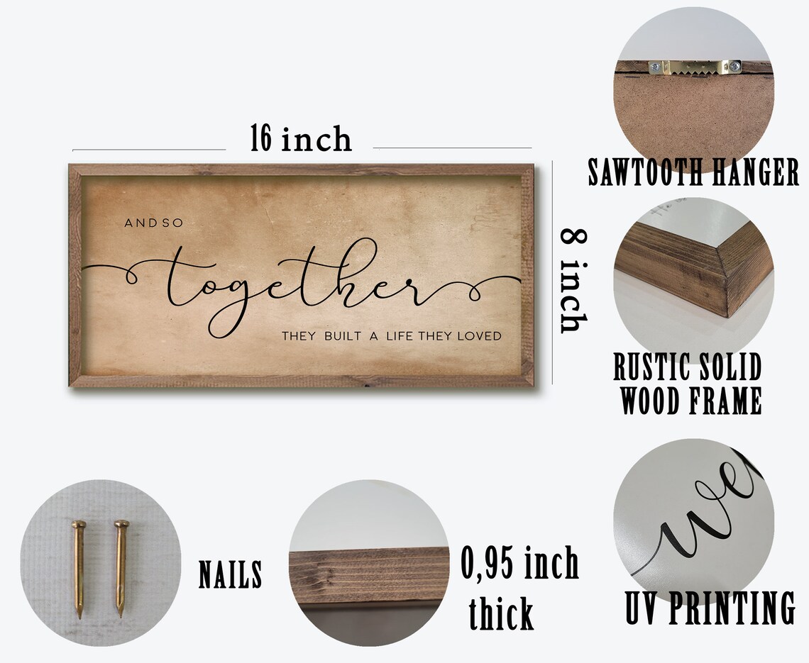 And So Together They Built A Life They Loved Quote Cream Sign Poster - Image 2