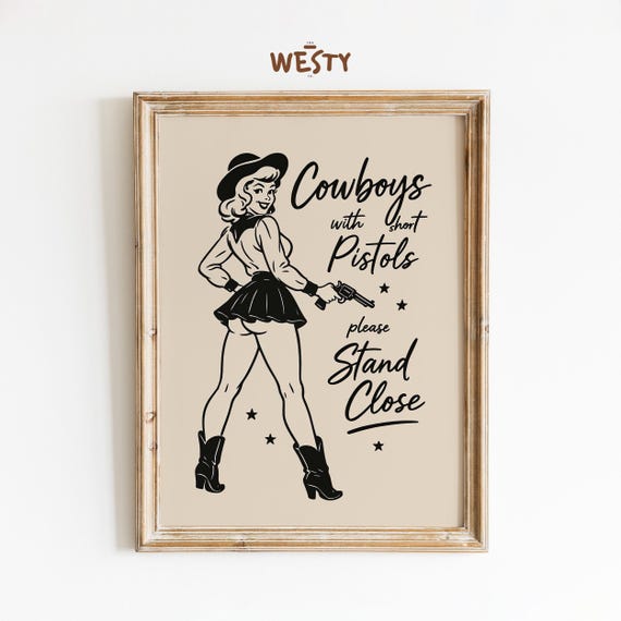 Cowgirl Bathroom Poster Funny Western Wall Art Sassy Retro Quote Print