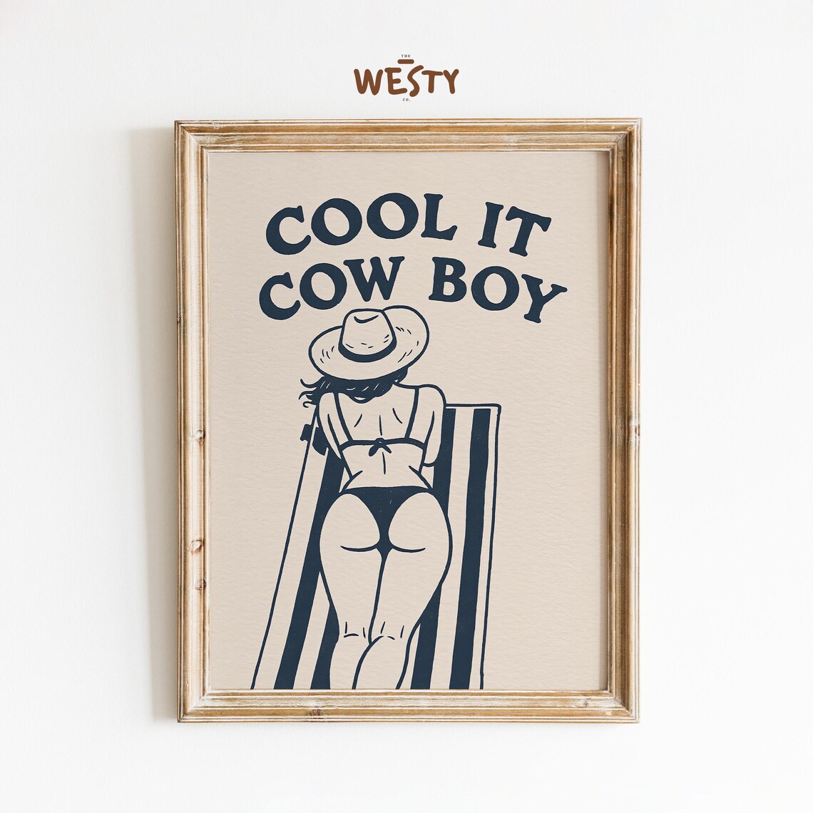 Cool It Cow Boy Funny Western Quote Cowgirl Bikini Art Poster