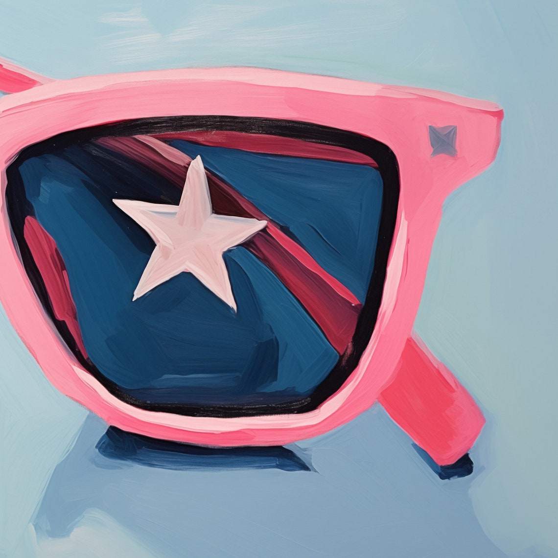 Pink Sunglasses With White Star Retro Americana Painting Poster