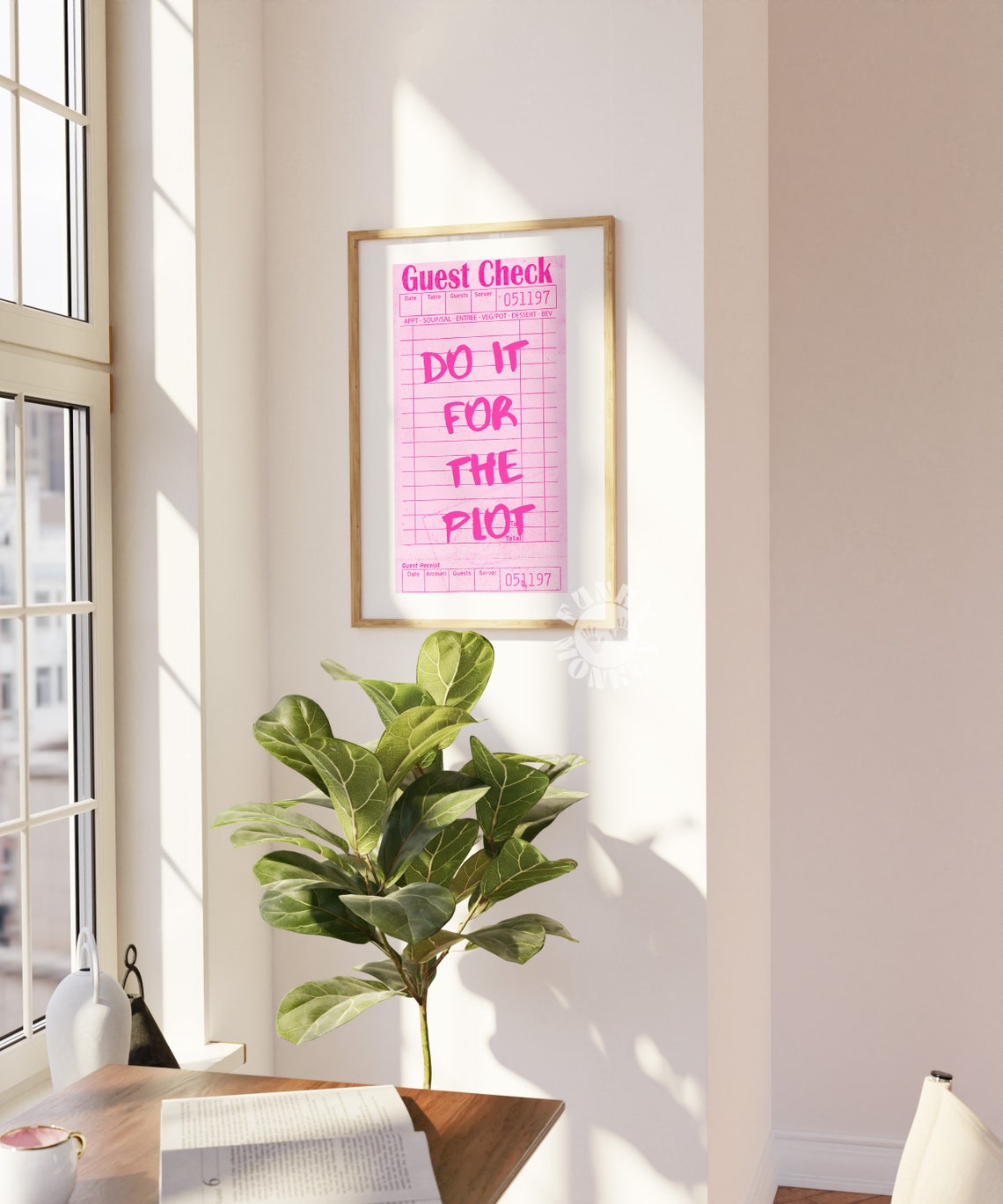 Do It For The Plot Guest Check Print Pink Trendy Wall Art Preppy Poster Retro Poster Girly Aesthetic Positive Affirmation