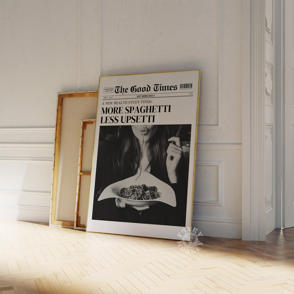 More Spaghetti, Less Upsetti Newspaper Art Print