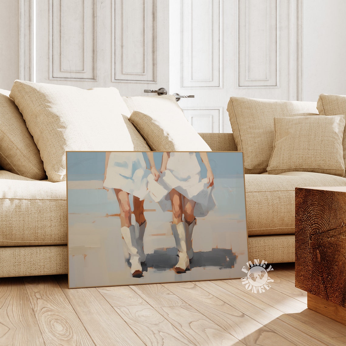 Coastal Cowgirl Print Preppy Cowgirl Aesthetic Trendy Western Painting White Cowboy Boots Poster Girly Art