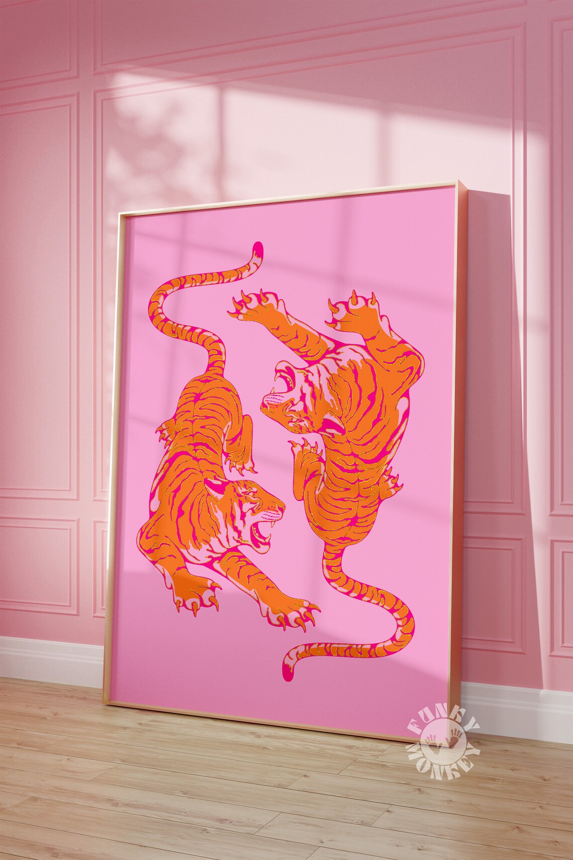 Retro Tigers Art Print, Preppy Maximalist Decor - Image 3