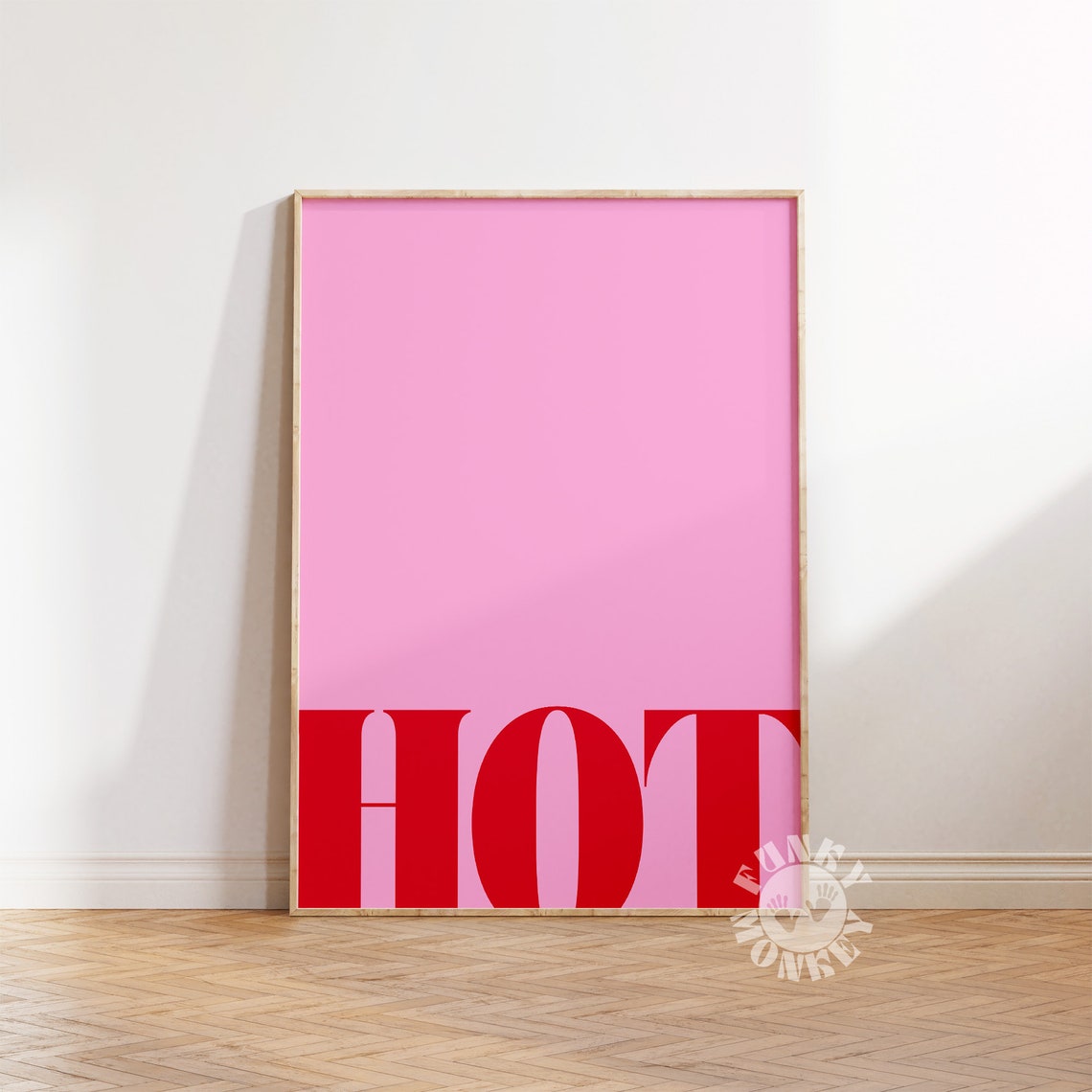 Red HOT Bold Typography Minimalist Pink Modern Dorm Decor Poster