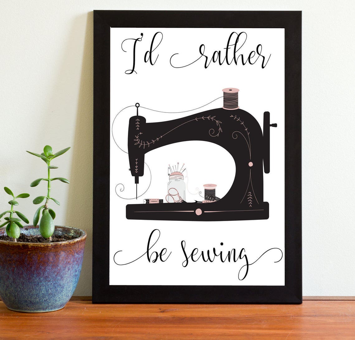 Id Rather Be Sewing Vintage Sewing Machine Craft Room Wall Art - Image 2
