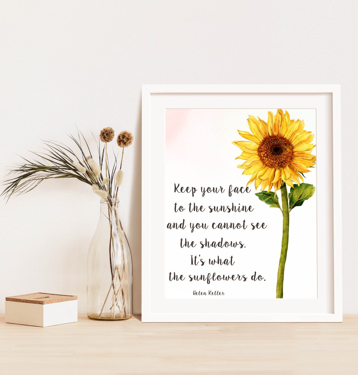 Keep Your Face to the Sunshine Sunflower Helen Keller Quote Wall Art - Image 3