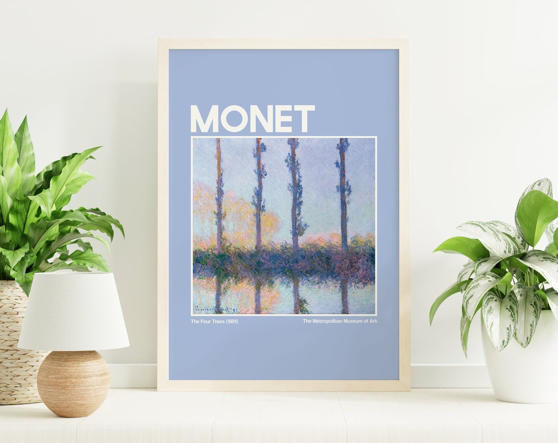 Monet The Four Trees Blue Exhibition Poster Impressionist Met Art