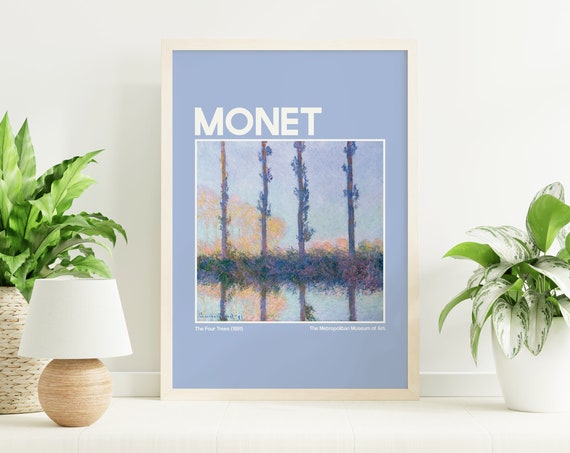 Monet Exhibition Print Art Blue Claude Monet Vintage French Art Cute Trendy Wall Art