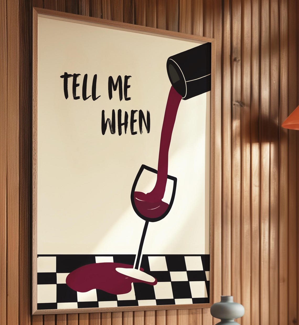 Tell Me When Red Wine Pour Spill Retro Bar Cart Quote Art Poster - Image 2