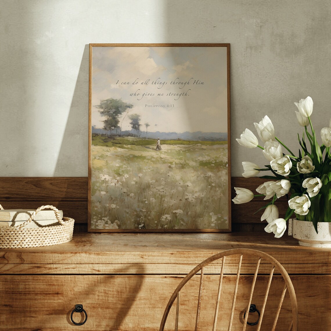 Philippians 4:13 Wildflower Farmhouse Scripture Art Print - Image 3