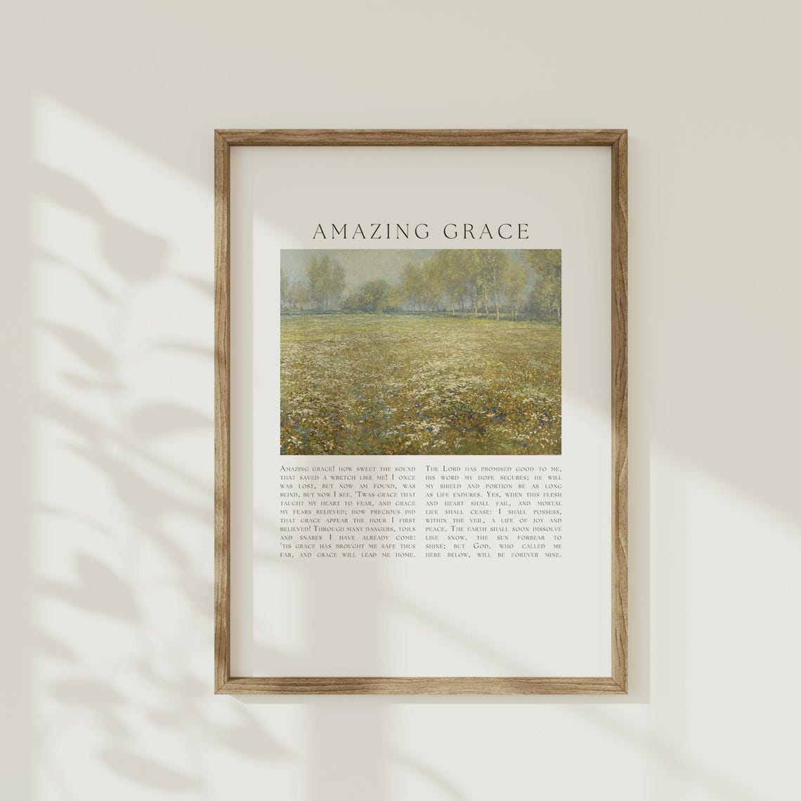Amazing Grace Hymn Lyrics Wildflower Meadow Vintage Art Poster