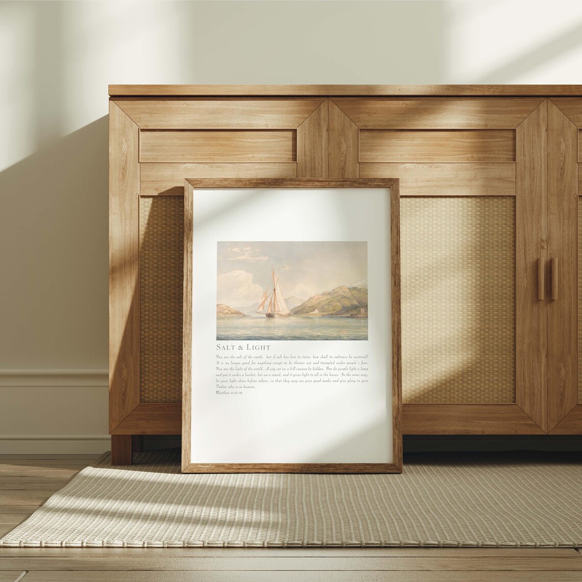 Salt And Light Coastal Scripture Sailboat Art Print - Image 4