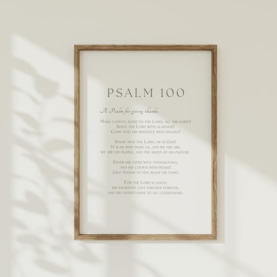Psalm 100 Minimalist Wall Art Thanksgiving Scripture Fall Christian Bible Verse Poster Thankful Typography Modern Faith Decor