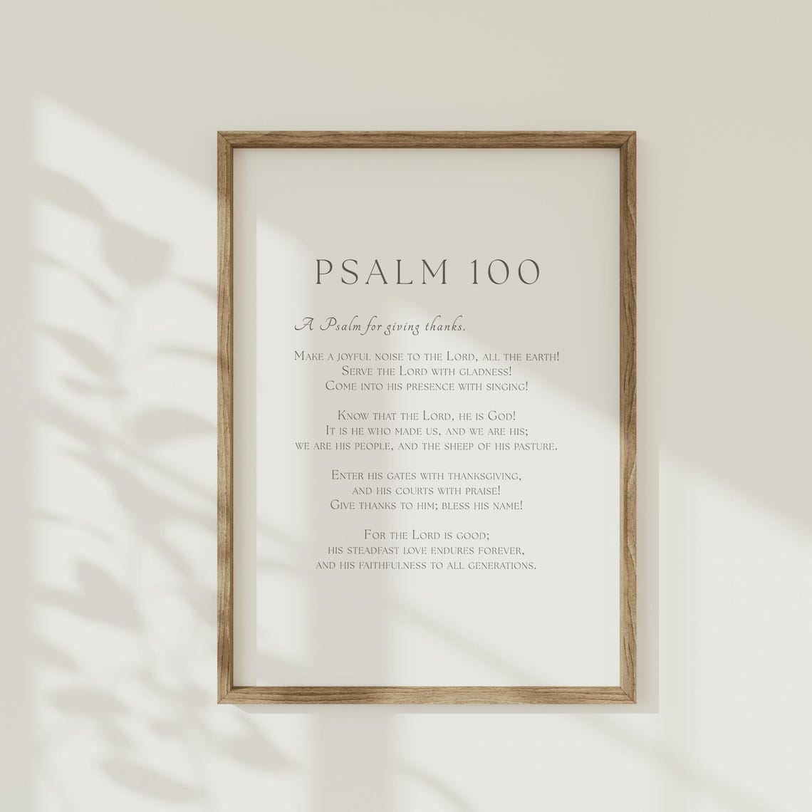 Psalm 100 Thanksgiving Scripture Minimalist Grateful Heart Poster