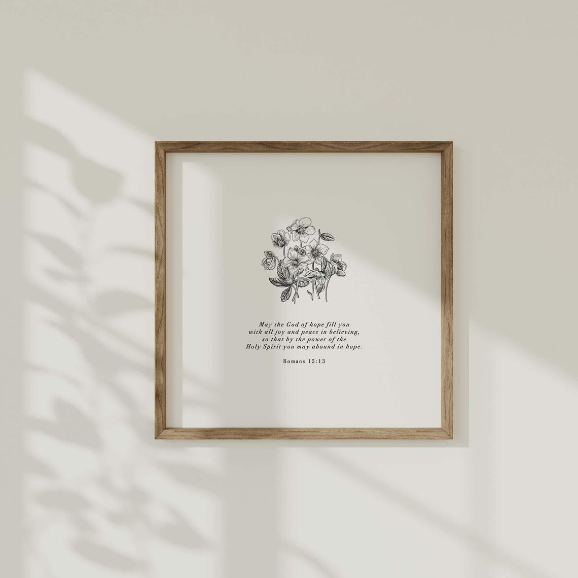 Romans 15:13 God Of Hope Botanical Line Art Bible Verse Poster - Image 2