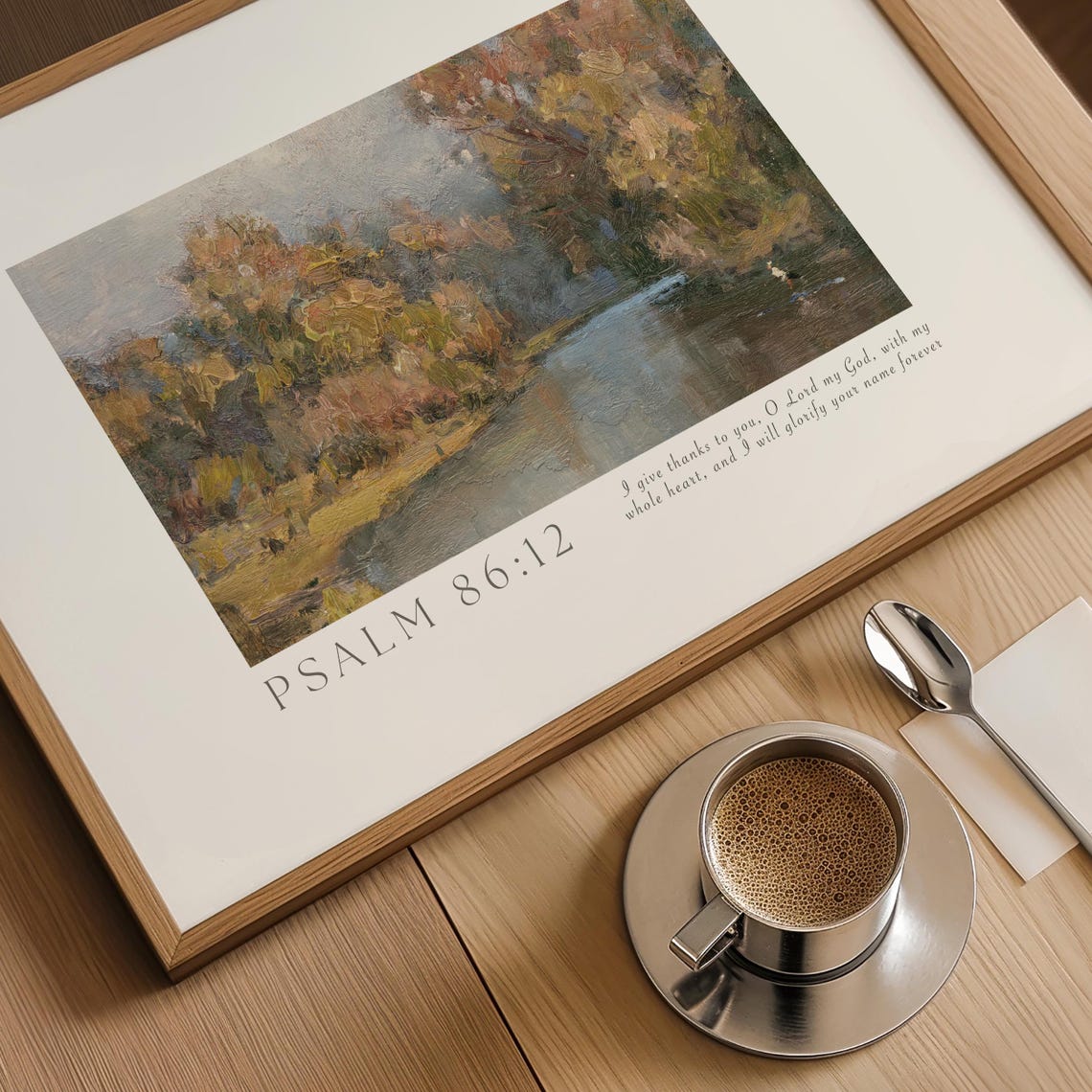 Psalm 86 12 Autumn River Landscape Bible Verse Christian Wall Art - Image 5