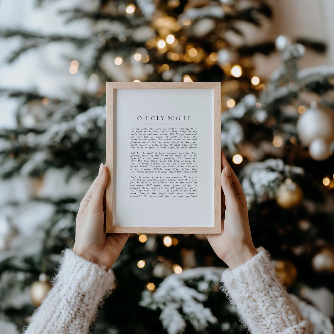 O Holy Night Minimalist Hymn Lyrics Typography Holiday Poster - Image 5