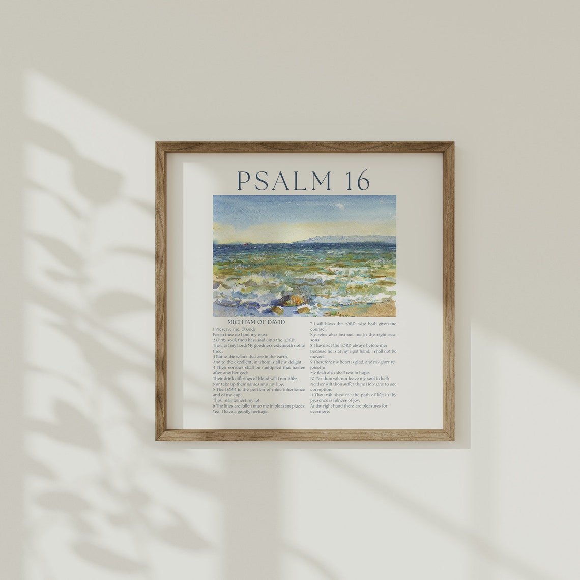 Psalm 16 Ocean Seascape Watercolor Coastal Bible Verse Nautical Poster - Image 5