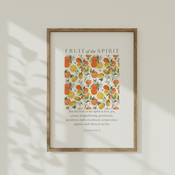 Fruit Of The Spirit Citrus Wall Art Galatians 522 23 Print Bible Verse Poster Christian Home Decor Instant