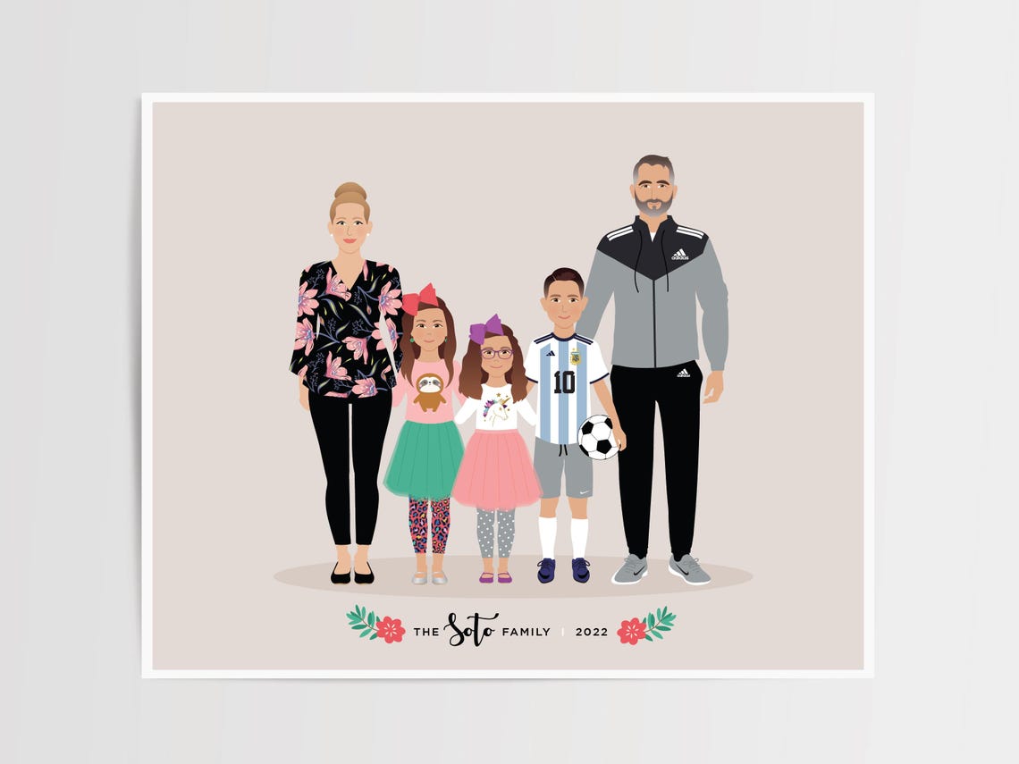 Custom Family Portrait, Size Upgrade - Image 2