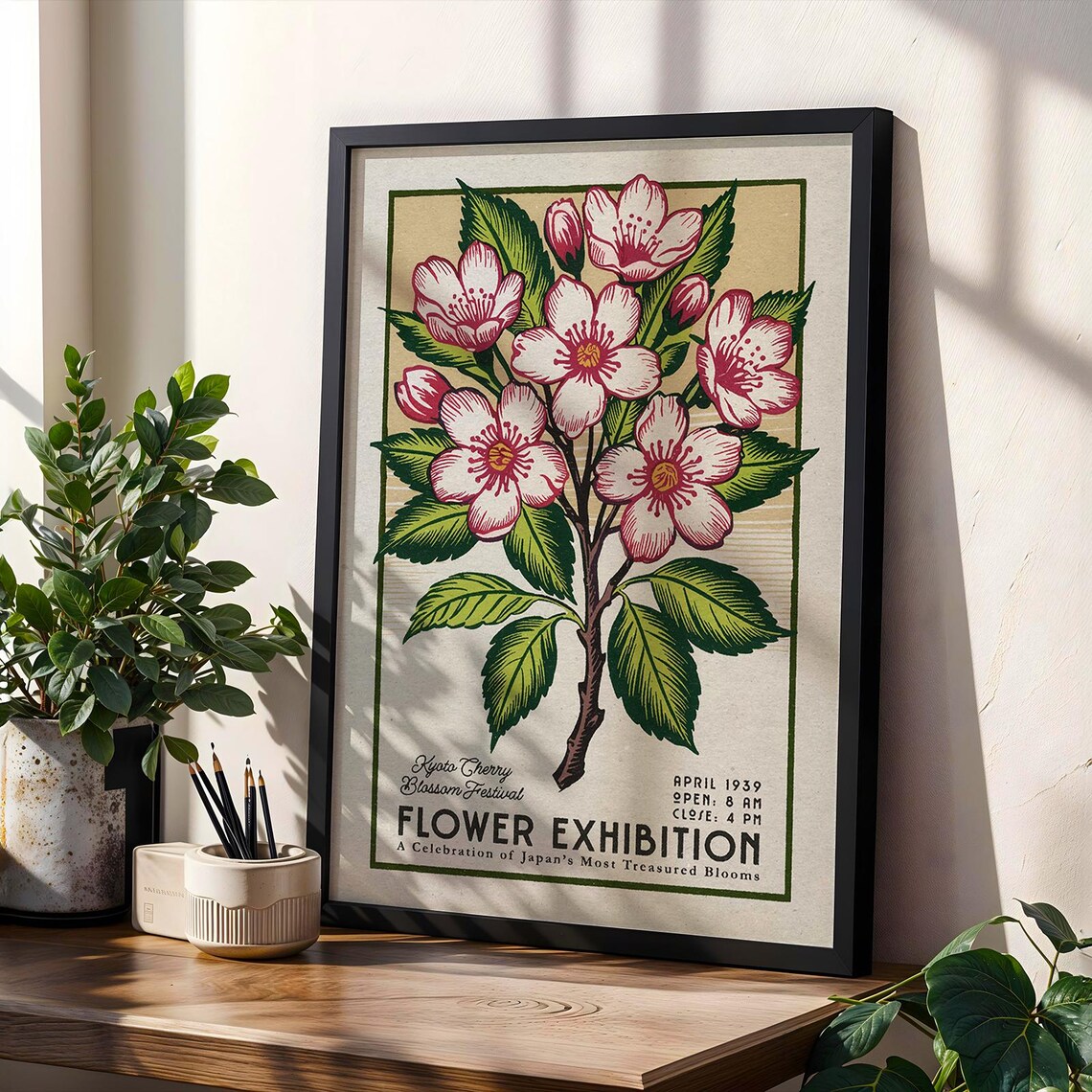 Kyoto Cherry Blossom Festival 1939 Vintage Botanical Art Poster