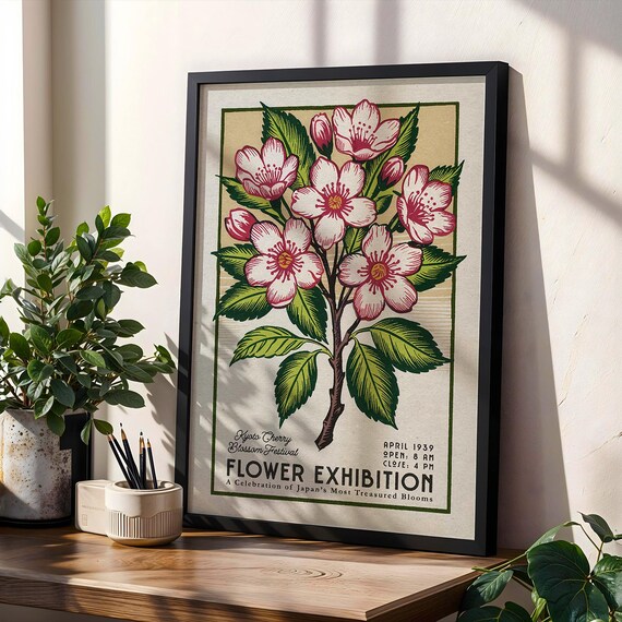 Kyoto Cherry Blossom Festival 1939 Vintage Botanical Art Poster