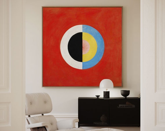 Wall Art Abstract Poster Geometric Large Wall Art Vintage Oil Painting Mid Century Modern Gallery Wall Art Square Size