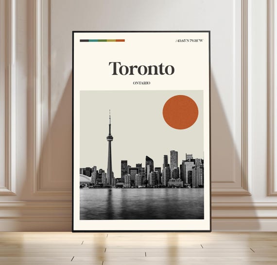 Toronto Poster Ontario Travel Canada Print Landscape Cityscape Art