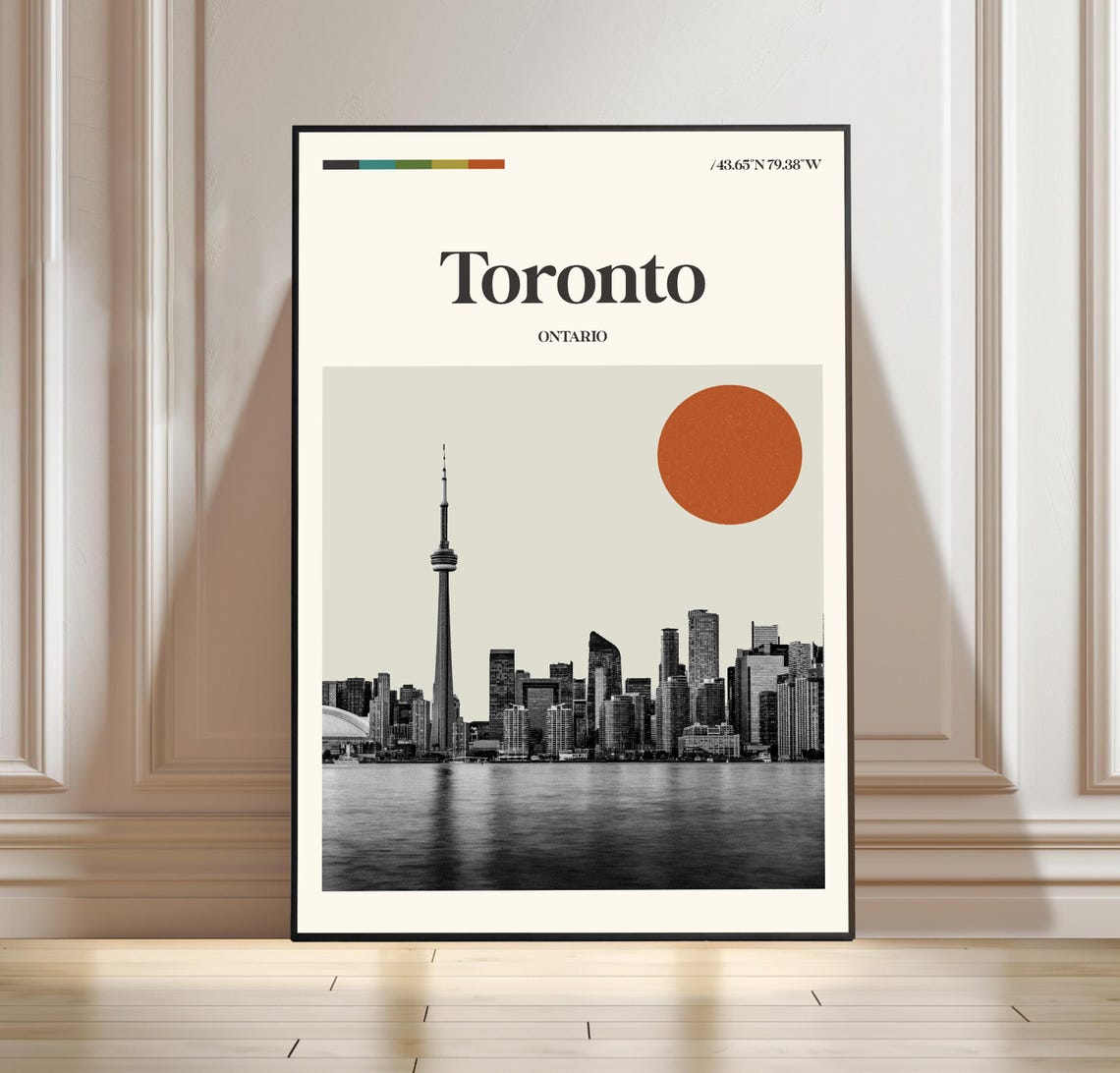 Toronto Poster Ontario Travel Canada Print Landscape Cityscape Art