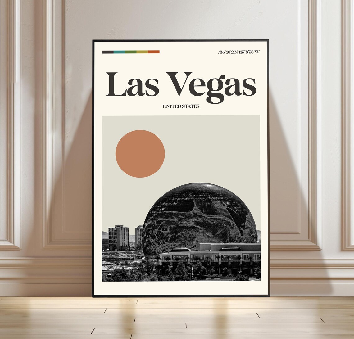 Las Vegas Nevada United States Mid Century City Travel Poster