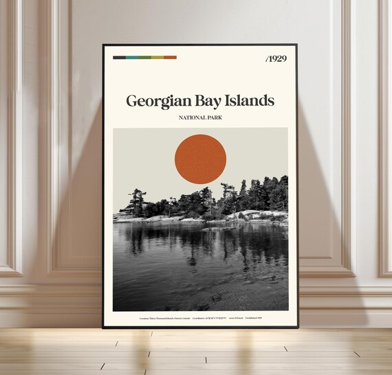 Georgian Bay Islands Ontario Lake Retro National Park Poster