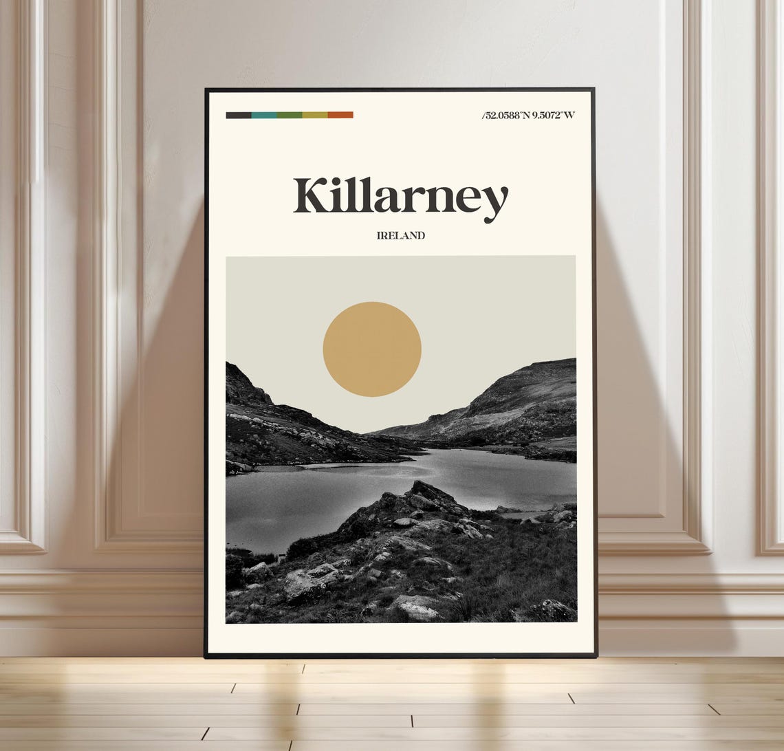 Killarney Ireland Retro Travel Poster Vintage Mid Century Style