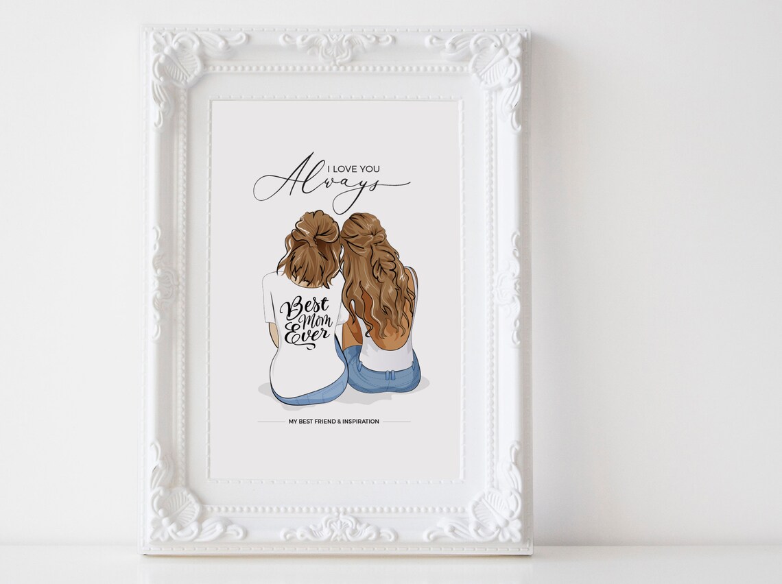 Personalized Mother and Child Portrait, Mother's Day Art Print - Image 3