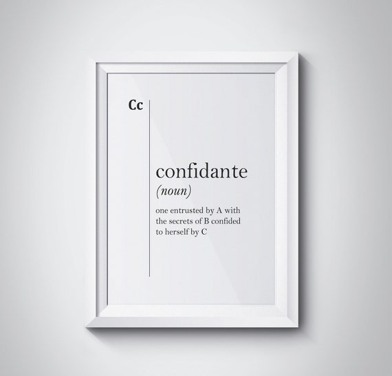 Funny Confidante Definition Quote White Minimalist Typography Wall Art