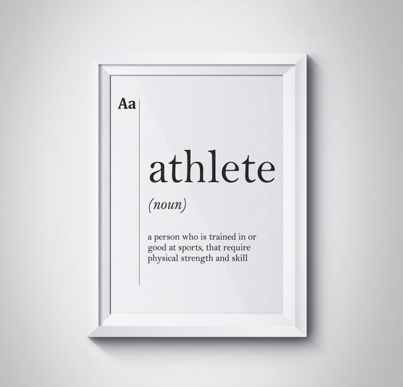 Athlete Definition Print Sports Fitness Gift Gym Decor Minimalist Wall Art Dictionary Typography Minimalist Scandinavian Art Professions