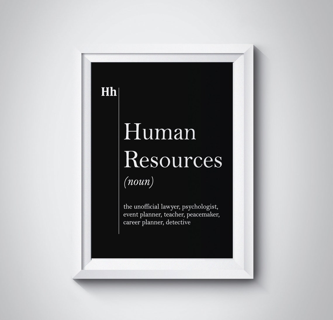 Funny Human Resources Definition Wall Art Black Office Decor Gift