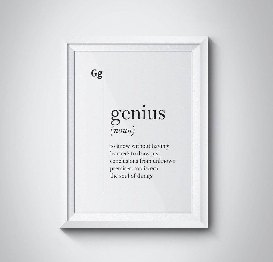 Genius Dictionary Definition Quote White Literary Typography Wall Art
