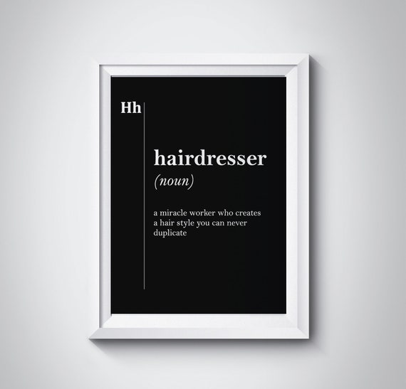 Hairdresser Definition Gift For Stylist Coworker Gift Barber Black Print Salon Decor Barbershop Wall Art Typography Profession Dictionary